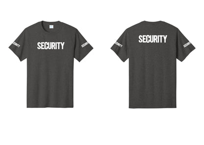 NYC Factory Men's Security Cotton T-Shirt - Front + Back + Security Sleeves - Dark Heather Grey