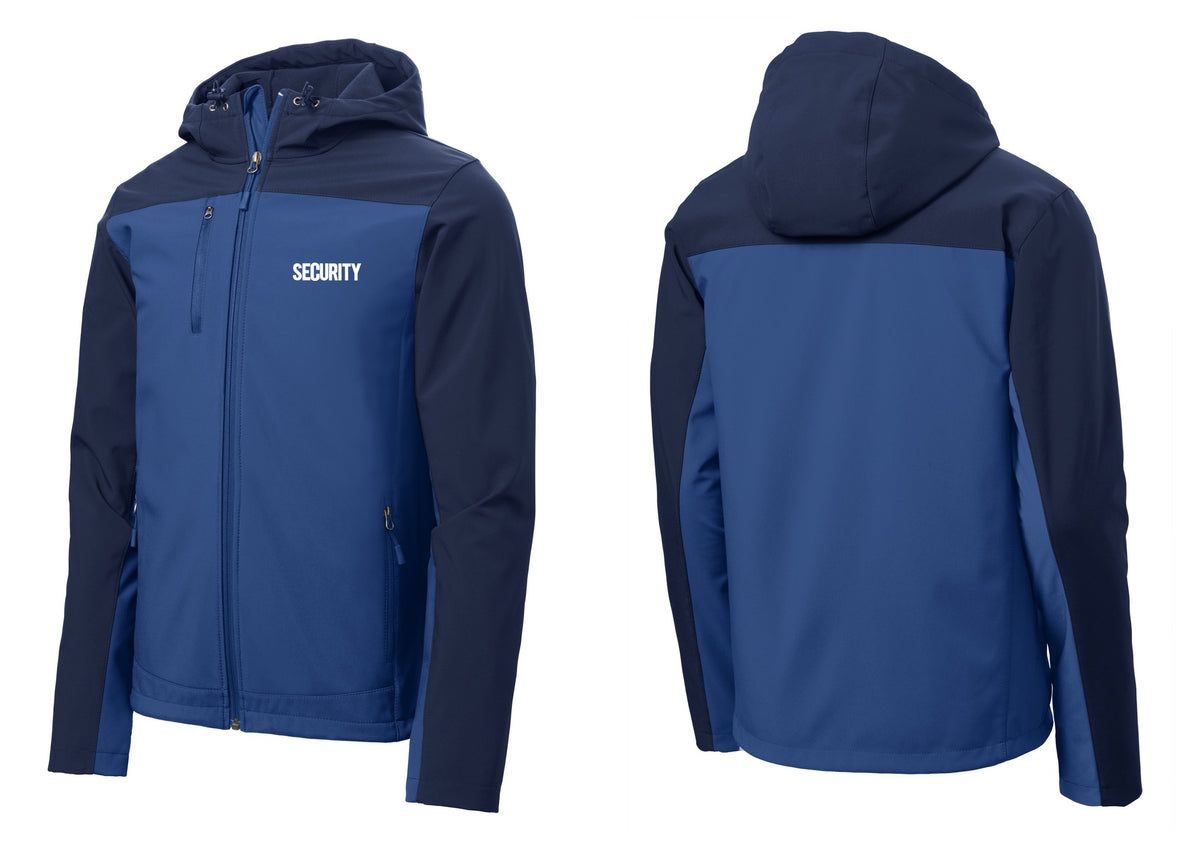 NYC Factory Security Hooded Soft Shell Jacket (Bold) - Chest Only - Night Sky Blue / Dress Blue Navy
