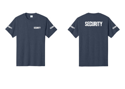 NYC Factory Men's Security Cotton T-Shirt - Chest + Back + Security Sleeves - Heather Navy