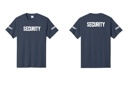 NYC Factory Men's Security Cotton T-Shirt - Front + Back + Security Sleeves - Heather Navy