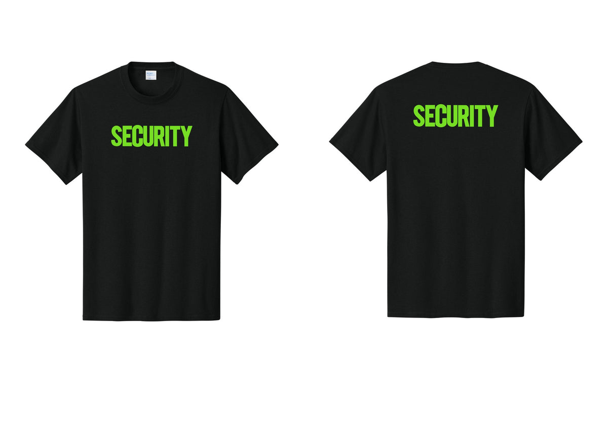 NYC Factory Men's Security Cotton T-Shirt - Front + Back - Black / Neon
