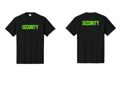 NYC Factory Men's Security Cotton T-Shirt - Front + Back - Black / Neon