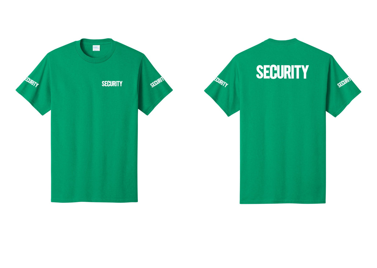 NYC Factory Men's Security Cotton T-Shirt - Chest + Back + Security Sleeves - Kelly