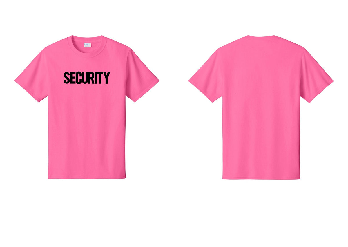 NYC Factory Men's Security Cotton T-Shirt - Front Only - Neon Pink