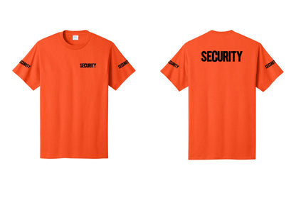 NYC Factory Men's Security Cotton T-Shirt - Chest + Back + Security Sleeves - Orange
