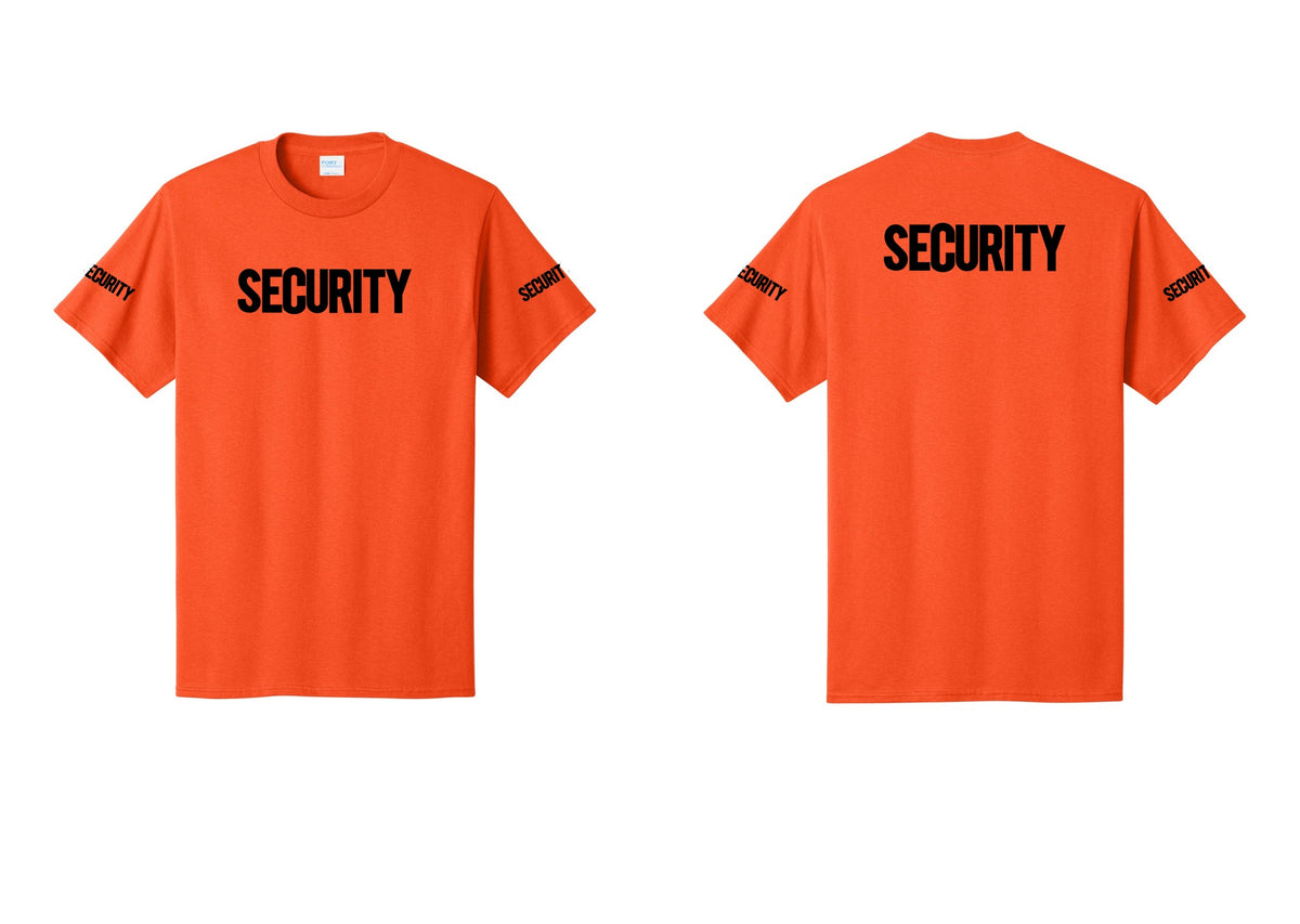 NYC Factory Men's Security Cotton T-Shirt - Front + Back + Security Sleeves - Orange
