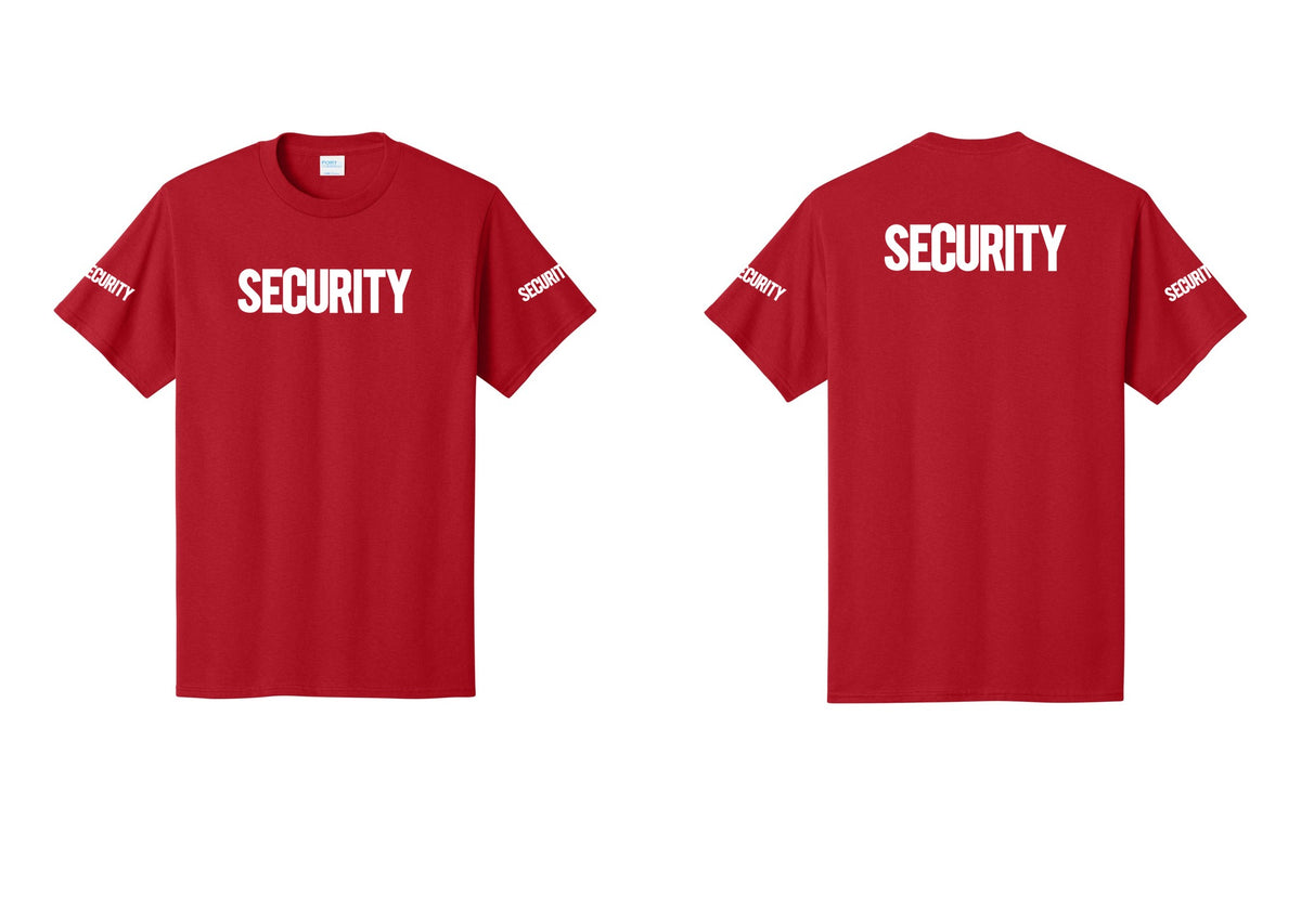 NYC Factory Men's Security Cotton T-Shirt - Front + Back + Security Sleeves - Red