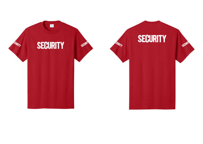 NYC Factory Men's Security Cotton T-Shirt - Front + Back + Security Sleeves - Red