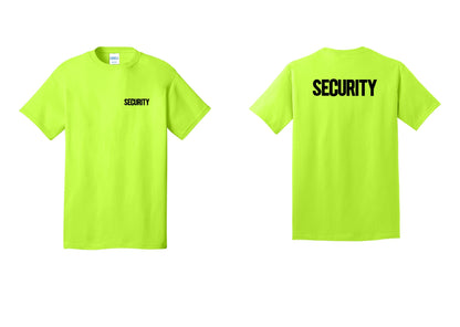 NYC Factory Men's Security Cotton T-Shirt - Chest + Back - Safety Green