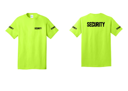 NYC Factory Men's Security Cotton T-Shirt - Chest + Back + Security Sleeves - Safety Green