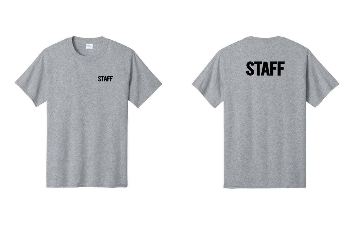 NYC Factory Staff T-Shirt, Bold Lettering - Chest + Back - Athletic Heather