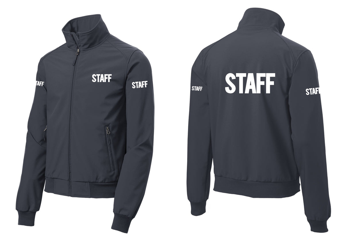 NYC Factory Staff Soft Shell Bomber Jacket (Bold) - Chest + Back + Staff Sleeves - Battleship Grey