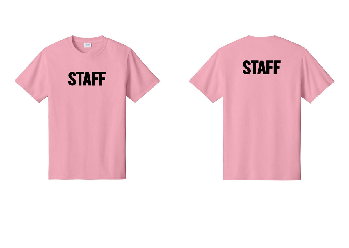 NYC Factory Staff T-Shirt, Bold Lettering - Front + Back - Candy Pink