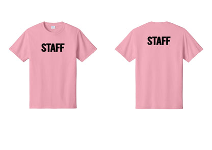 NYC Factory Staff T-Shirt, Bold Lettering - Front + Back - Candy Pink