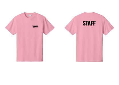 NYC Factory Staff T-Shirt, Bold Lettering - Chest + Back - Candy Pink