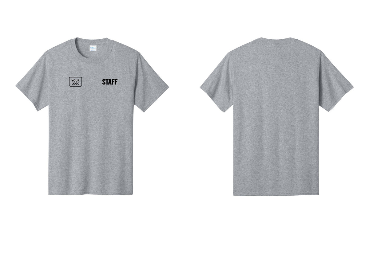 NYC Factory Custom Logo Staff T-Shirt, Bold Lettering - STAFF + Your Logo - Athletic Heather