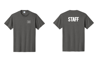 NYC Factory Custom Logo Staff T-Shirt, Bold Lettering - Your Logo + Back - Charcoal