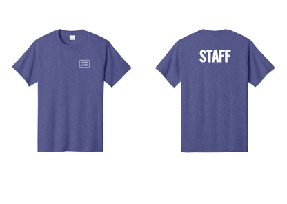 NYC Factory Custom Logo Staff T-Shirt, Bold Lettering - Your Logo + Back - Heather Purple