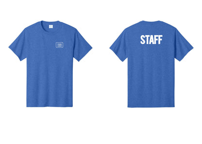 NYC Factory Custom Logo Staff T-Shirt, Bold Lettering - Your Logo + Back - Heather Royal