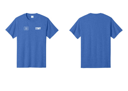 NYC Factory Custom Logo Staff T-Shirt, Bold Lettering - STAFF + Your Logo - Heather Royal
