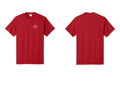 NYC Factory Custom Logo Staff T-Shirt, Bold Lettering - Your Logo Only - Red