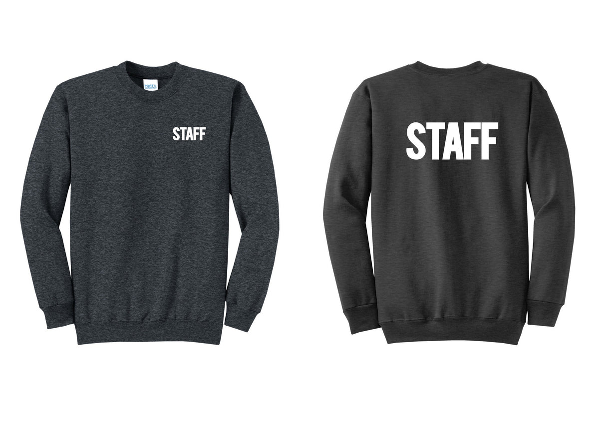 NYC Factory Staff Cotton Fleece Crewneck Sweatshirt (Bold) - Chest + Back - Dark Heather Grey