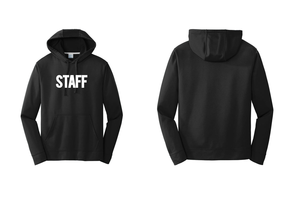 NYC Factory Staff Performance Hooded Fleece Pullover Sweatshirt (Bold) - Front Only - Black