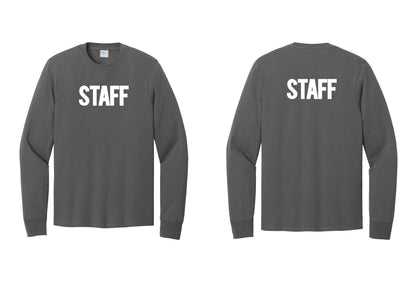 NYC Factory Staff Cotton Long Sleeve T-Shirt (Bold) - Front + Back - Charcoal