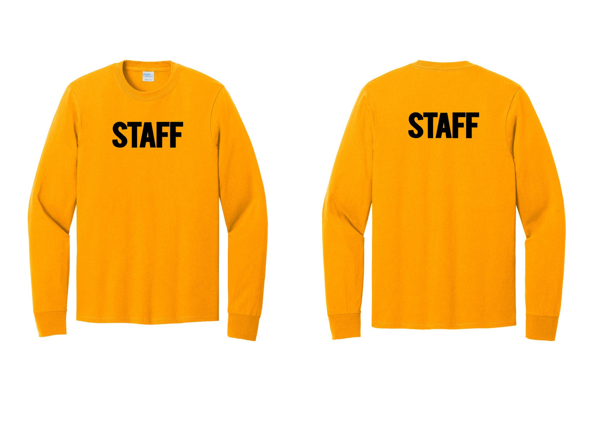 NYC Factory Staff Cotton Long Sleeve T-Shirt (Bold) - Front + Back - Gold