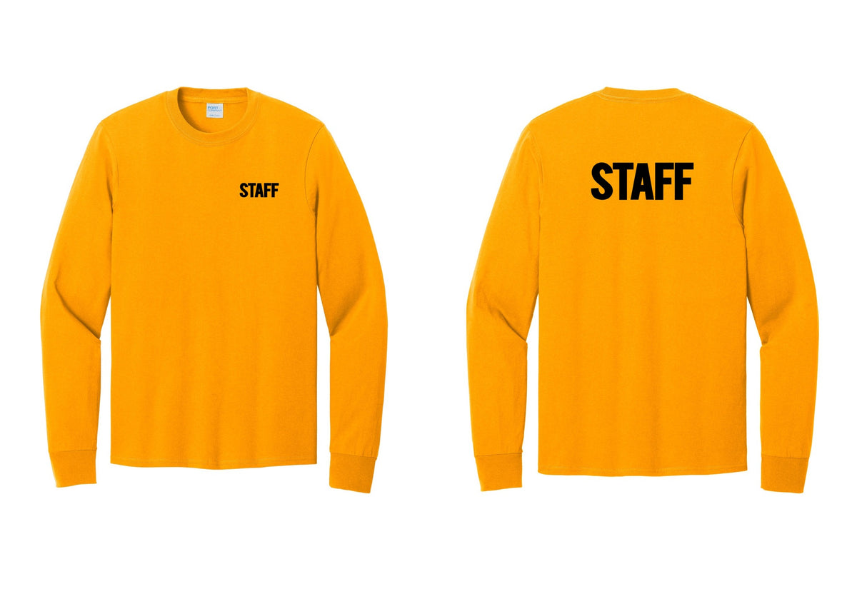 NYC Factory Staff Cotton Long Sleeve T-Shirt (Bold) - Chest + Back - Gold