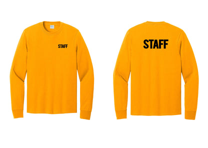 NYC Factory Staff Cotton Long Sleeve T-Shirt (Bold) - Chest + Back - Gold
