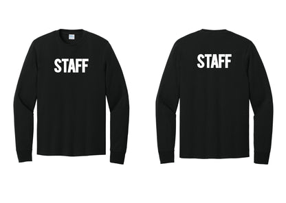 NYC Factory Staff Cotton Long Sleeve T-Shirt (Bold) - Front + Back - Black