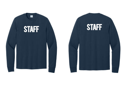 NYC Factory Staff Cotton Long Sleeve T-Shirt (Bold) - Front + Back - Navy