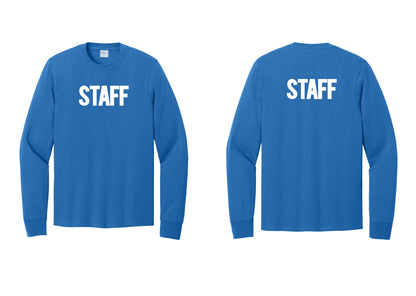 NYC Factory Staff Cotton Long Sleeve T-Shirt (Bold) - Front + Back - Royal