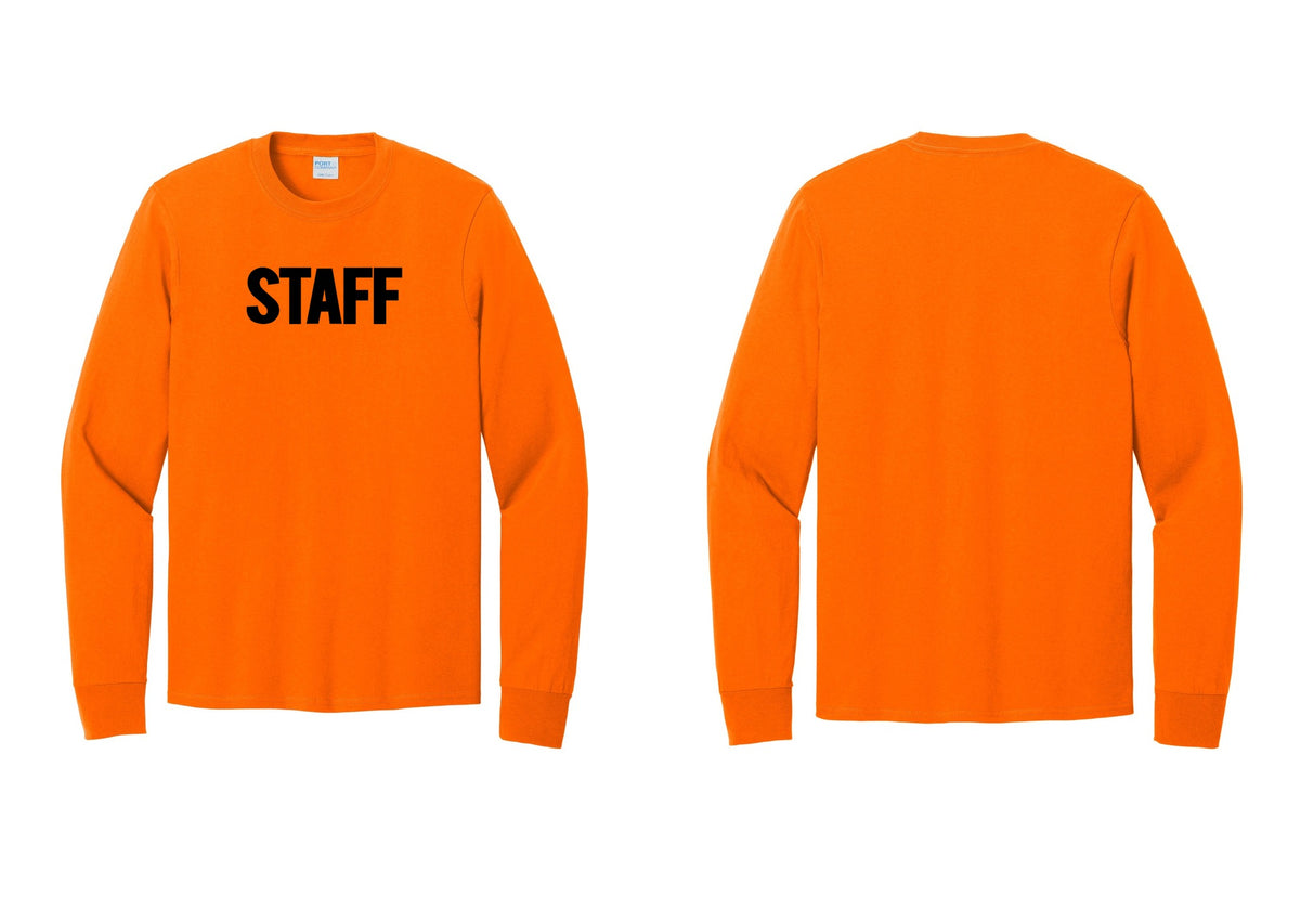 NYC Factory Staff Cotton Long Sleeve T-Shirt (Bold) - Front Only - Safety Orange