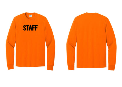 NYC Factory Staff Cotton Long Sleeve T-Shirt (Bold) - Front Only - Safety Orange