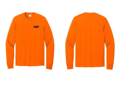 NYC Factory Staff Cotton Long Sleeve T-Shirt (Bold) - Chest Only - Safety Orange