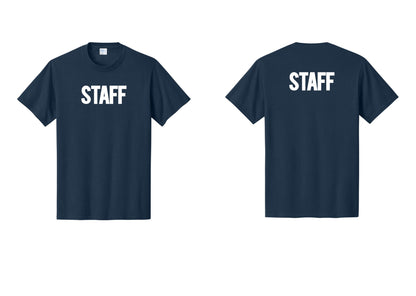 NYC Factory Staff T-Shirt, Bold Lettering - Front + Back - Navy