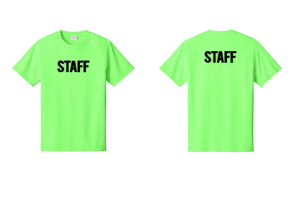 NYC Factory Staff T-Shirt, Bold Lettering - Front + Back - Neon Green