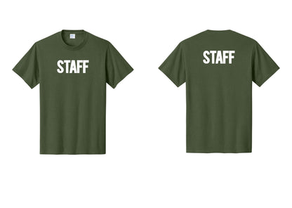 NYC Factory Staff T-Shirt, Bold Lettering - Front + Back - Olive
