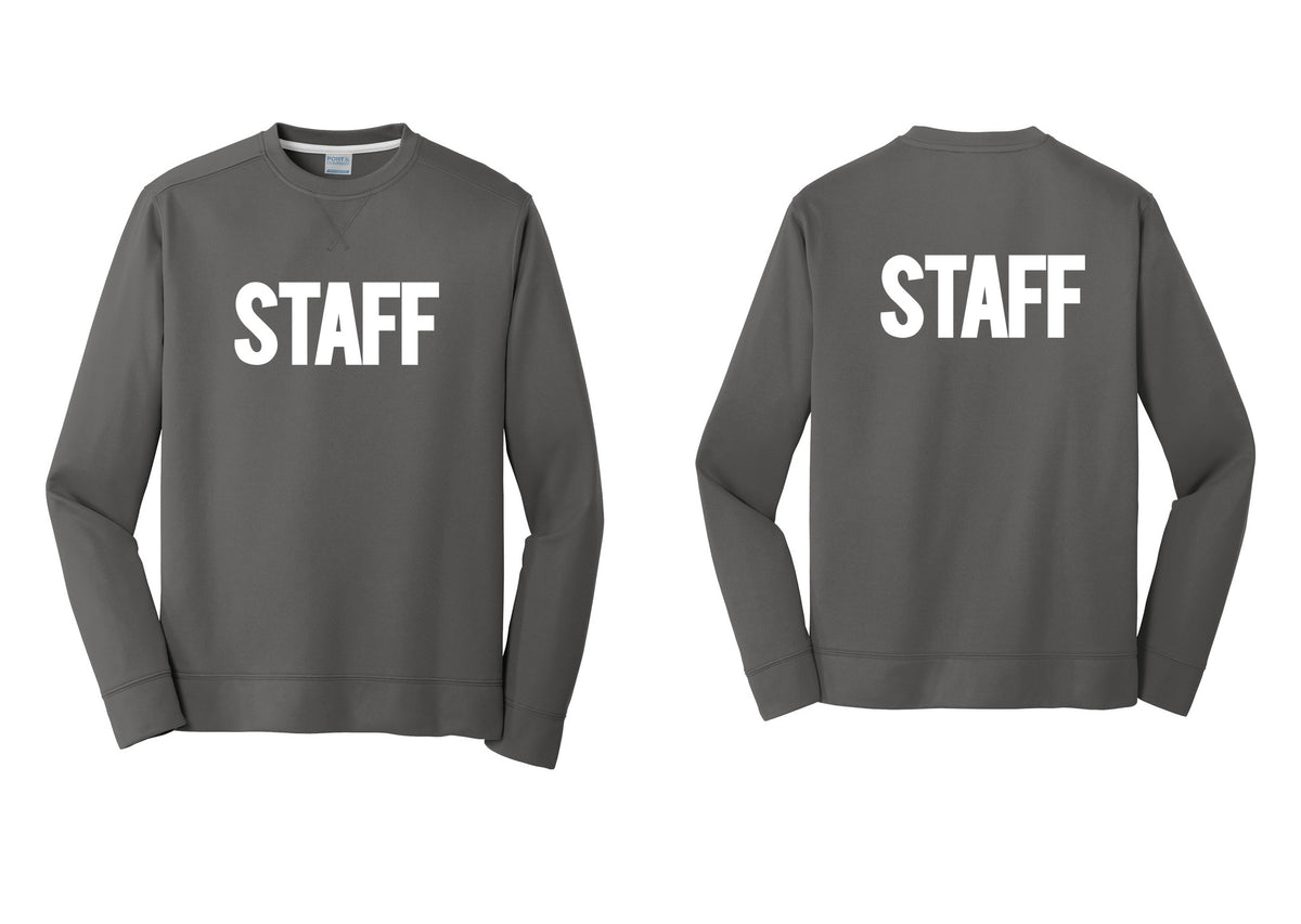 NYC Factory Staff Performance Fleece Crewneck Sweatshirt (Bold) - Front + Back - Charcoal