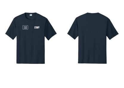NYC Factory Custom Logo Staff Performance T-Shirt (Bold) - STAFF + Your Logo - Navy