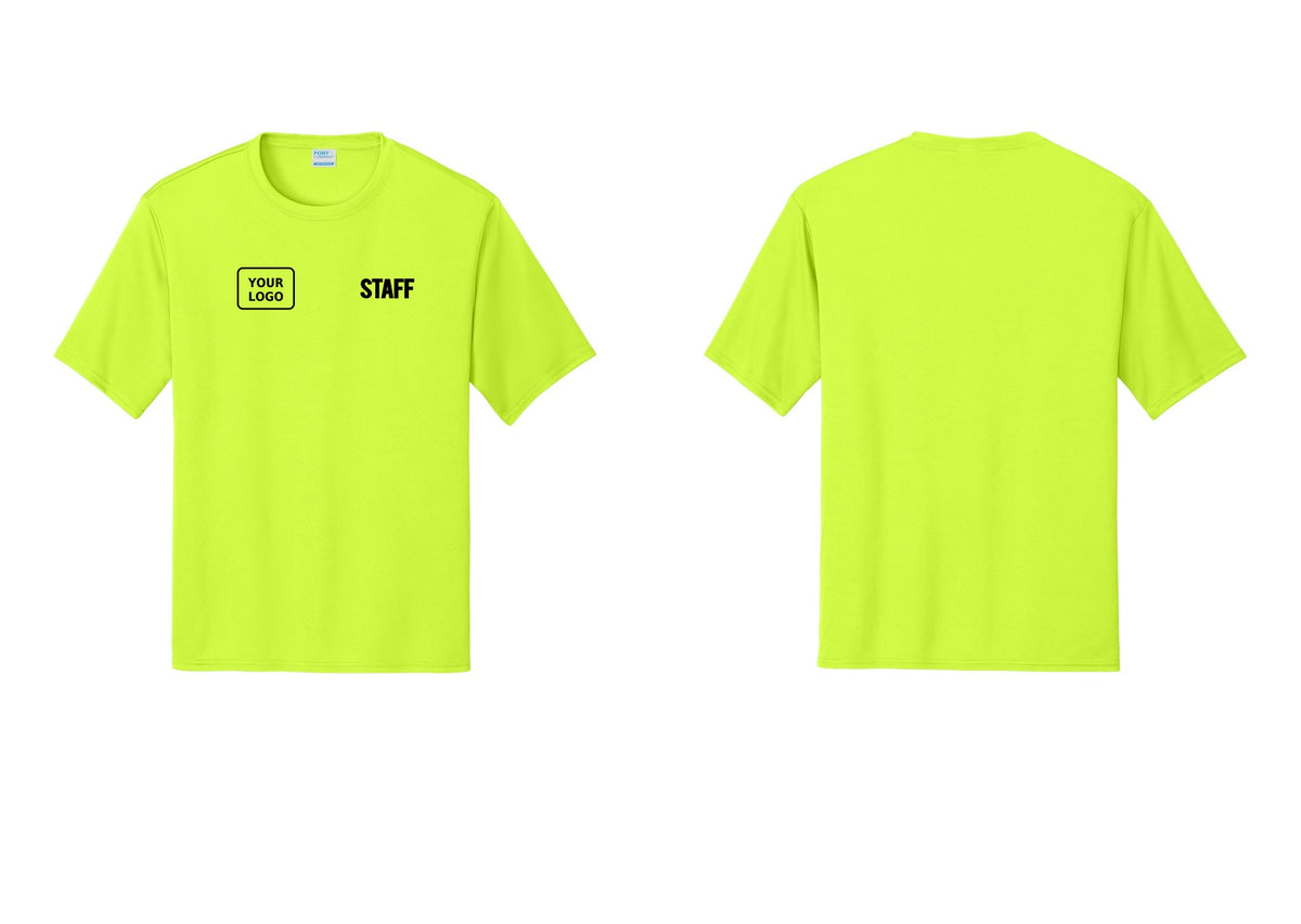 NYC Factory Custom Logo Staff Performance T-Shirt (Bold) - STAFF + Your Logo - Neon Yellow