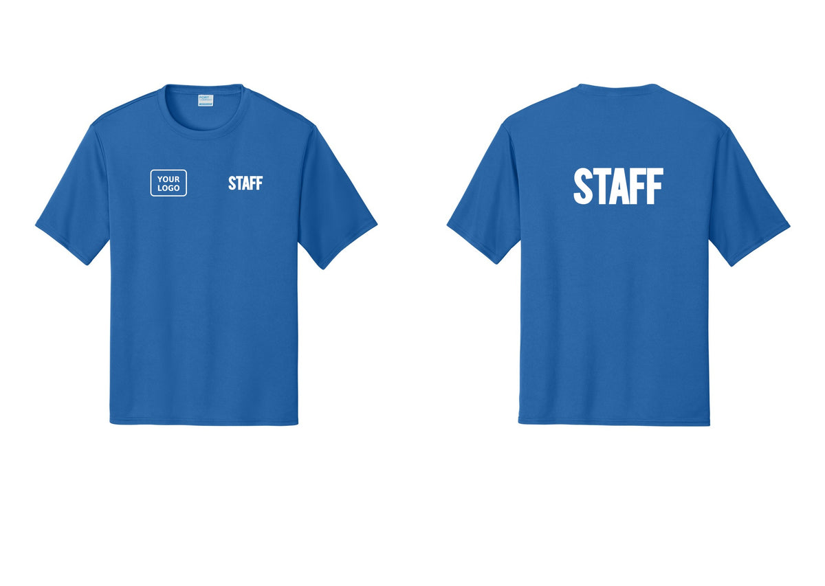 NYC Factory Custom Logo Staff Performance T-Shirt (Bold) - STAFF + Your Logo + Back - Royal