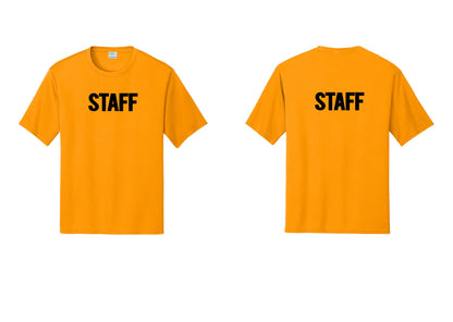 NYC Factory Staff Performance T-Shirt (Bold) - Front + Back - Gold