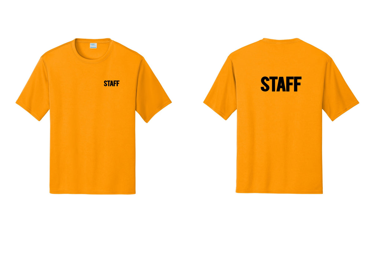 NYC Factory Staff Performance T-Shirt (Bold) - Chest + Back - Gold