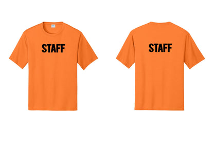 NYC Factory Staff Performance T-Shirt (Bold) - Front + Back - Neon Orange