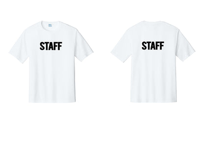 NYC Factory Staff Performance T-Shirt (Bold) - Front + Back - White
