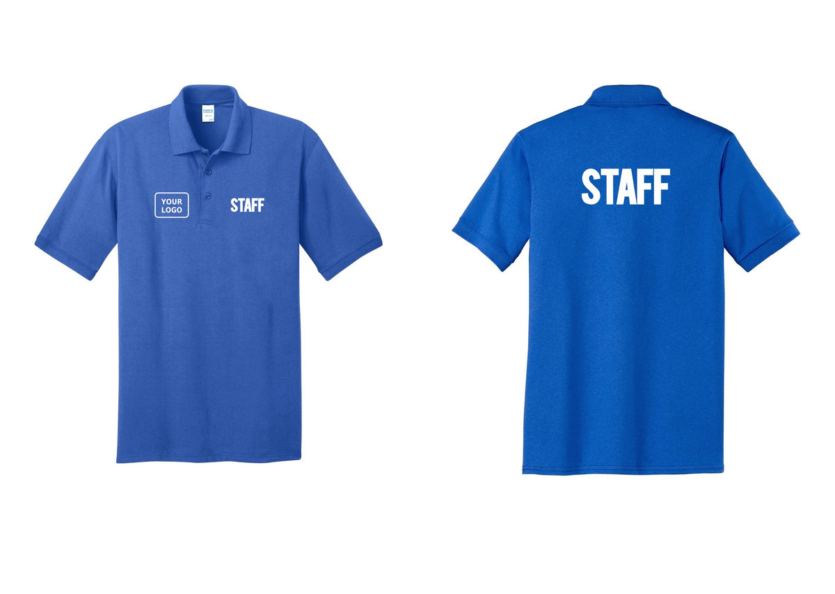 NYC Factory Custom Logo Staff Polo Shirt (Bold) - STAFF + Your Logo + Back - Royal