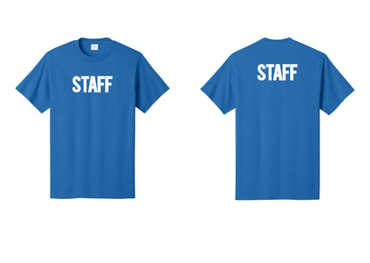 NYC Factory Staff T-Shirt, Bold Lettering - Front + Back - Royal